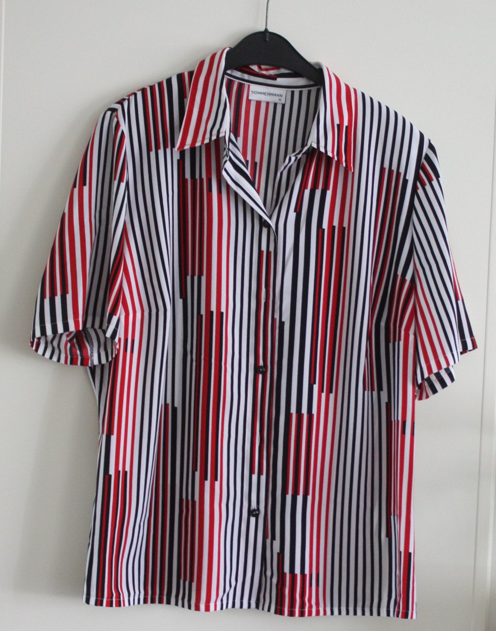 Rood wit zwart gestreepte blouse maat 46
