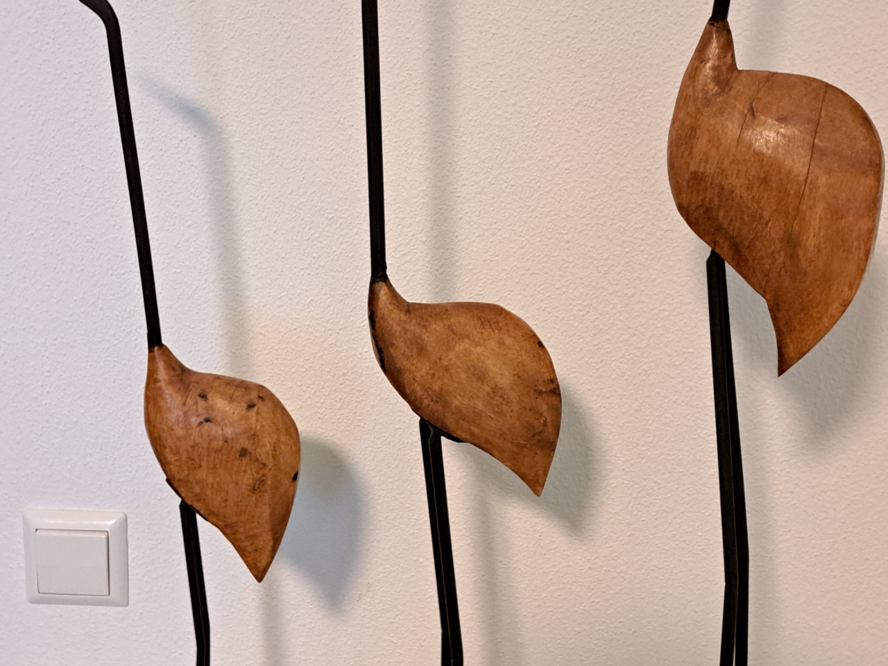 Set van 3 mooie decoratieve reigers metaal/hout