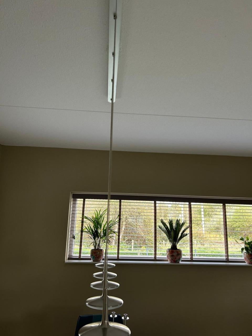 LED hanglamp eettafel rvs en glas