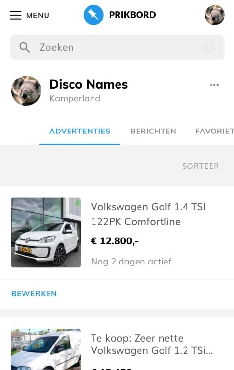 Mijn Advertenties Prikbord (mobiel)